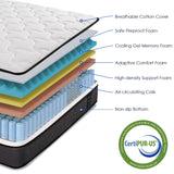 QUEEN ROSE King Mattress, 10 Inch King Size Hybrid Mattress in a Box, Gel Memory Foam & Individually Pocket Innerspring Hybrid Bed, Medium Firm, Fiberglass Free & CertiPUR-US Certified QUEEN ROSE