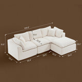 Oversized Cloud Couch Sectional for Living Room - 4 Seater Modular Sectional Sofa with Ottoman Convertible L/U Shaped Boneless Design Warm Couches & Sectionals MastonHome