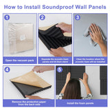 12 Pack Self-Adhesive Acoustic Panels,12" X 12" X 1" Sound Proof Foam Panels,30 kg/m³ High Density Sound Absorbing Panels,Fire Resistant Soundproof Wedges Panels for Studio Recording & Office & Home Jancane