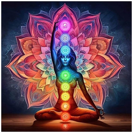 DIADAY 5D Chakra Mandala Diamond Painting Kit for Adults, Full Drill Round Chakra Diamond Art Kits for Beginners, DIY Mandala Diamond Dot Art Craft, Home Wall Decor Gift, 12x12 Inches DIADAY