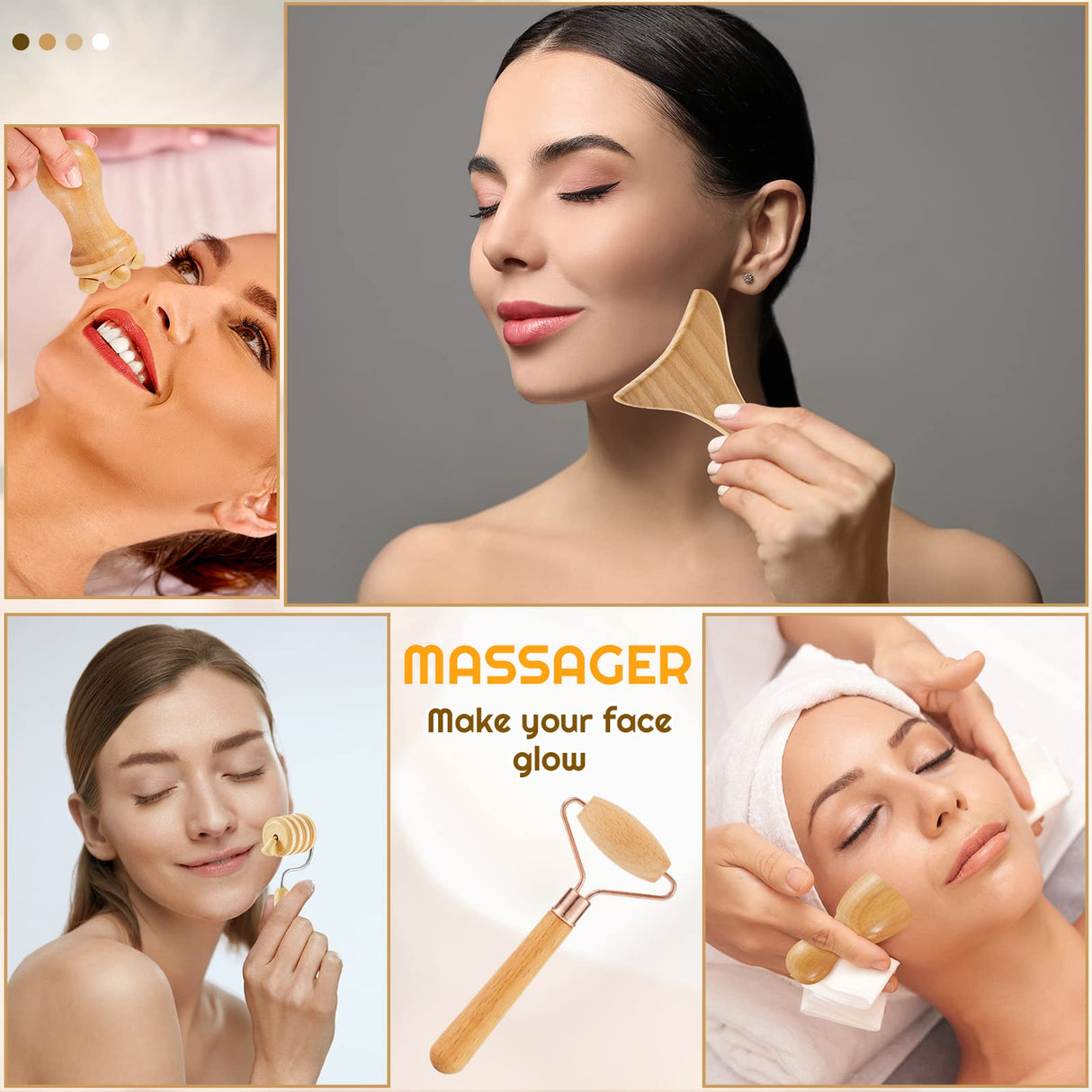 Amylove 21-in-1 Maderoterapia Kit Wood Therapy Massage Tools Set Therapy Tools for Body Sculpting Muscle Pain Relief Lymphatic Drainage Women Face Roller Fascia Massage Anti Body Contouring Amylove