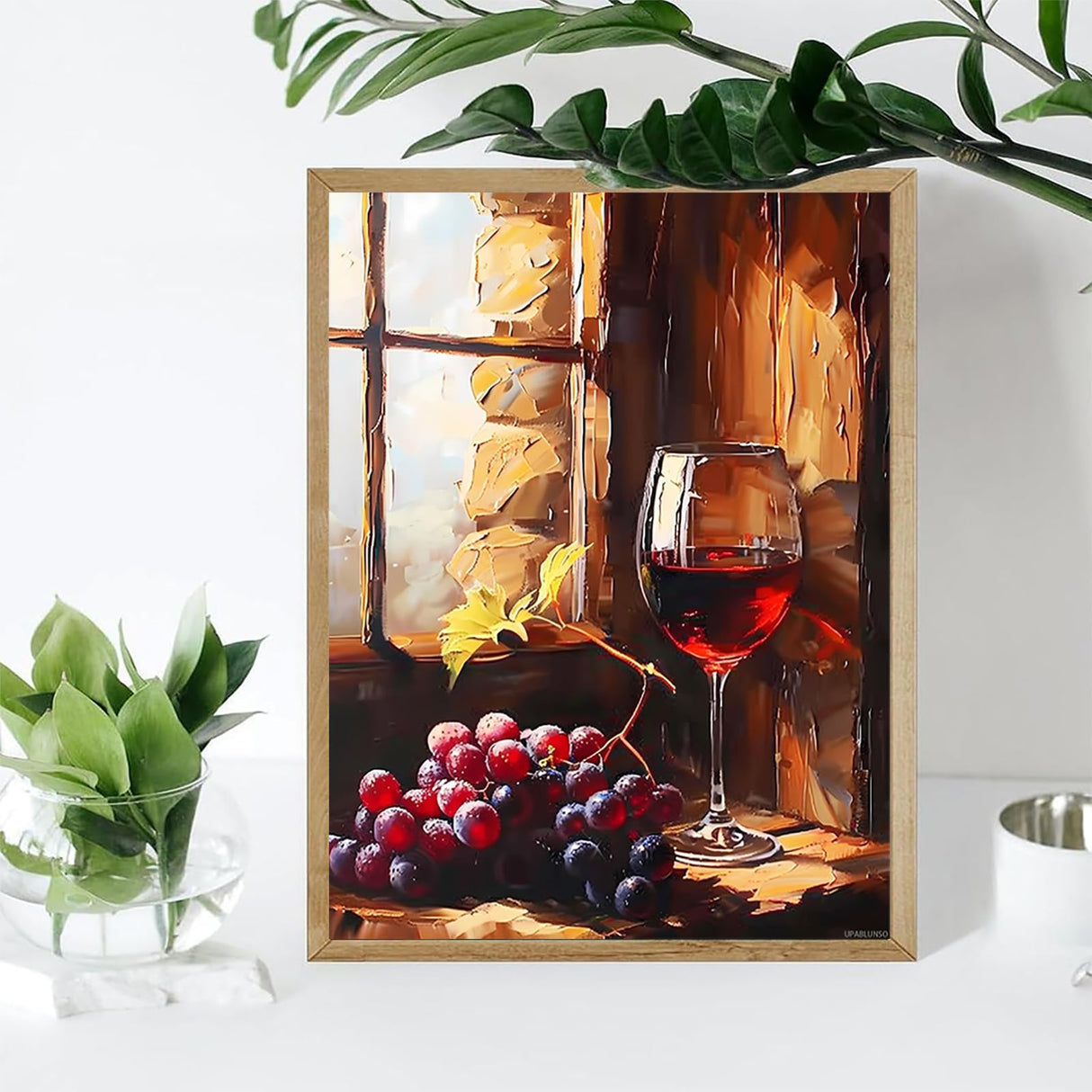 UPABLUNSO Wine by The Window Diamond Painting Kit for Adult DIY Full Drill Diamond Art Wine 5D Diamond Dots Kits Painting Crafts for Home Decor 12x16 inch UPABLUNSO