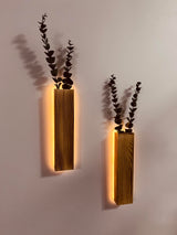 2 Pack Wall Planters for Indoor Plants, Hanging Wall decor with LED Lights for Bathroom, Bedroom Living Room, Kitchen Modern Home Wooden Art Rustic Wall Sconces Vases for Dried Flowers Fake Greenery Comtelek