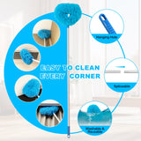 Ceiling Fan Cleaner Duster Reusable Microfiber Ceiling Fan Blade Cleaner Removable Duster with Extension Pole Adjusts 13 to 49.7 Inch for Cleaning Walls Bookshelves Furniture Door Window Top (Blue) Heonay