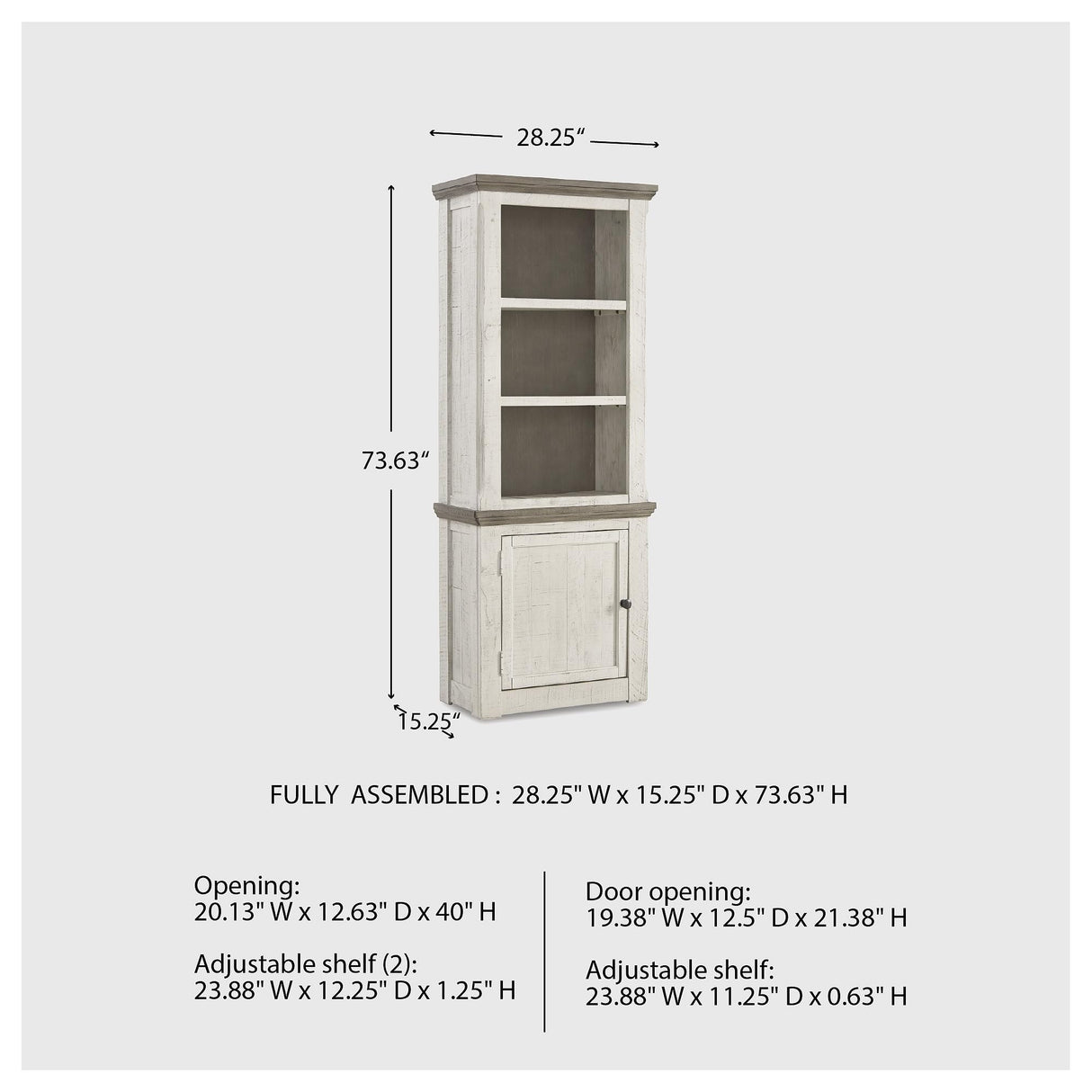Signature Design by Ashley Havalance Farmhouse Left Pier Cabinet, Modern Bookcase, Vintage White Signature Design by Ashley
