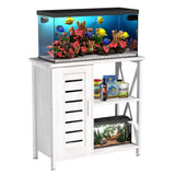 Herture 20-29 Gallon Fish Tank Stand, Aquarium Stand with Cabinet Accessories Storage, Heavy Duty Metal Frame, 31.49" L*15.74" W Tabletop, 330LBS Capacity,White PG07YGW Herture