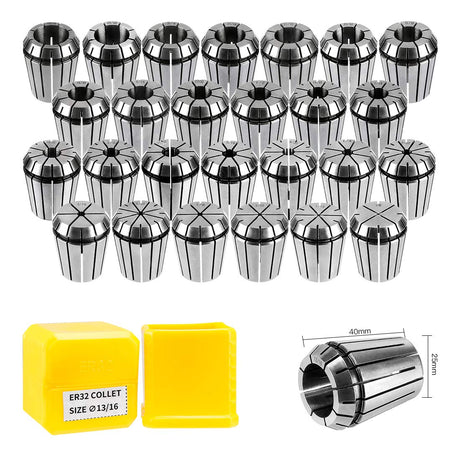 SILIVN 26PCS ER32 Spring Collet Set for CNC Engraving Machine & Milling Lathe Tool Workholding Engraving Collets SILIVN