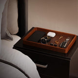 ProCase Wooden Valet Tray for Men, Wood Catch-All EDC Organizer, Nightstand, Entryway Bedside Dump Holder, for Wallets, Keys, Watches, Phones, Loose Change, Trinkets -DarkBrown ProCase