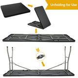 DWVO 6FT Folding Table, Heavy Duty Folding Tables with Carrying Handle, HDPE Fold up Table for Outdoor Camping Picnic Parties, Indoor Events (Black) DWVO