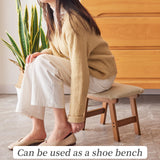 Foot Stool,Ottoman and Footstool,Small Sofa Foot Rest,Bamboo Foot Stool Under Desk,Extra Seating for Living Room, Bedroom and Kitchen (Brown Stool Legs - Beige Surface) Kitsanery