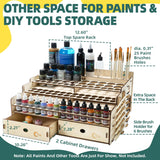 OPHIR Wooden Paint Rack Organizer, Miniature Paint Holder with 104 Holes of 2 Sizes for Model Miniature Paints, Includes 2 Drawers, 2 Painting Handles, 1 Brush Holder, 25 Paintbrush Holes OPHIR