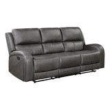 Lexicon Manual Double Reclining Sofa, Polished Microfiber Manual Wall Hugger Sofa Recliner for Living Room, Home Theater Seating, Track Arm, Stitching Cushion, Padded Foam Seat Cushion, Gray Lexicon