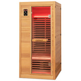 COSTWAY 1-2 Person Far Infrared Wooden Sauna Room, Canadian Hemlock Indoor Low EMF Sauna with Oxygen Ionizer, 9 Carbon Heaters, 4 Light Strips, Tempered Glass Door, Personal Sauna for Home COSTWAY