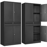 SISESOL Metal Garage Storage Cabinet with Doors and Shelves, 71" Multifunctional Garage Storage Closet Large Garage Locker with Adjustable Shelves & Locking Doors Steel Storage Tall Cabinet SISESOL