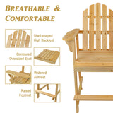 Ready-to-Finish Balcony Tall/Counter High Adirondack Chair with Footrest for Outdoor Outside Garden - Unfinished Natural Wood Bar Chair Westcharm