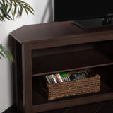 Walker Edison Maxwell Classic 2 Shelf Corner TV Stand for TVs up to 65 Inches, 58 Inch, Espresso Walker Edison