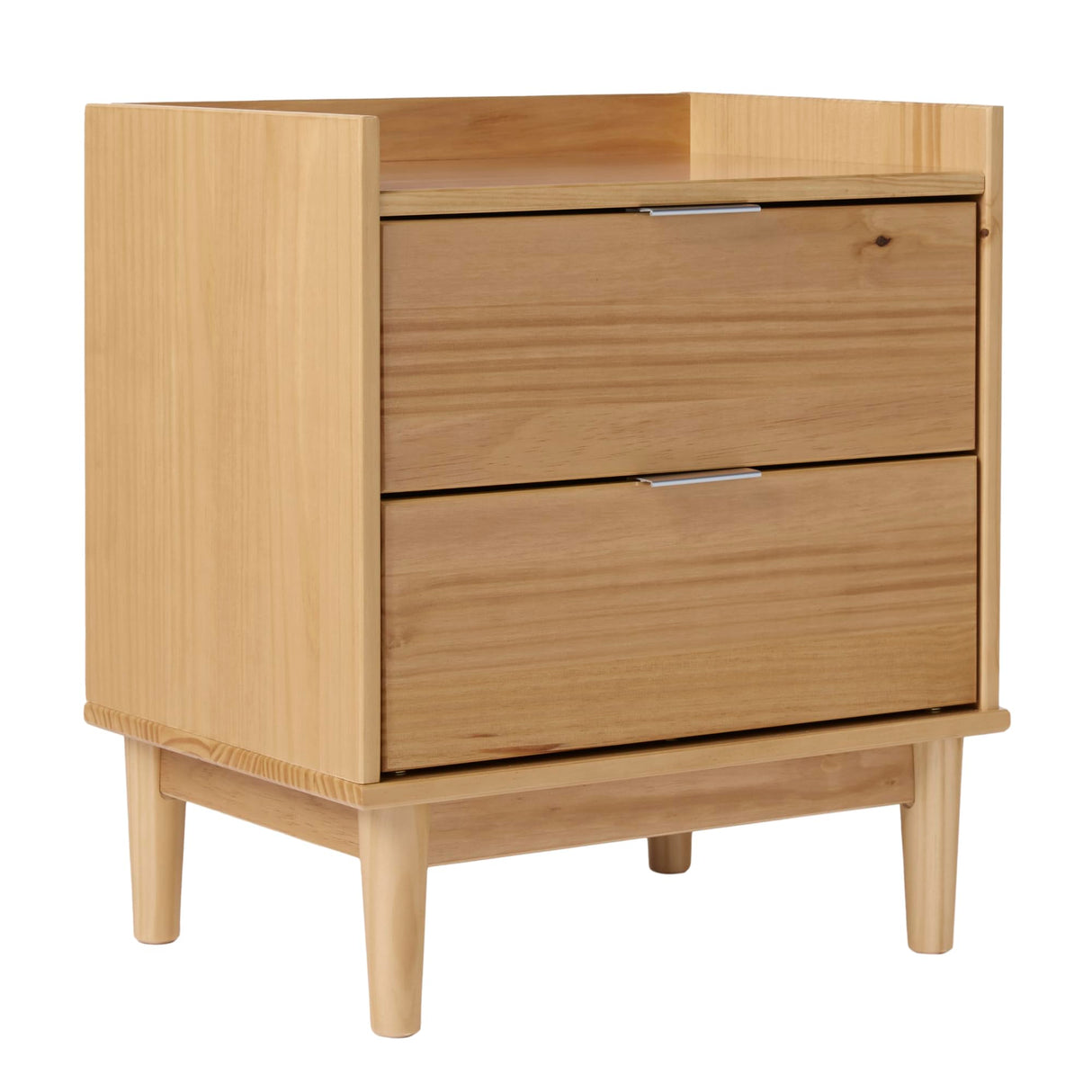 Walker Edison Blythe Mid-Century Modern Tray-Top 2-Drawer Nightstand, 20 Inch, Natural Pine Walker Edison