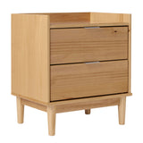 Walker Edison Blythe Mid-Century Modern Tray-Top 2-Drawer Nightstand, 20 Inch, Natural Pine Walker Edison