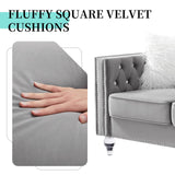 Homies Life 83" Chesterfield Sofa, Velvet Mid-Century Modern Upholstered Couch with 2 Throw Pillows and Acrylic Legs, Nailhead Button Tufted Vintage Sofa for Living Room, Apartment, Office, Grey Homies Life