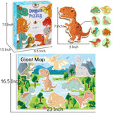 BEESTECH Beginner Dinosaur Puzzles for 2, 3, 4 Year Old Toddlers, 8 Pack Jigsaw Floor Puzzles, Educational Learning Puzzles for Toddlers, 8 Different Dinosaurs with Dinosaur World Map Beestech