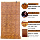Natural Bamboo Blackout Roller Blinds - 80% Light Filtering Sunshade Curtain for Indoor & Outdoor Use DISPRA