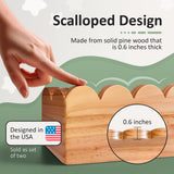 Green Goods Supply Scalloped Shelves - Set of 2 Pre-Assembled 15.6inch Floating Nursery Book Shelves, Scalloped Book Shelf - Kids Wall Bookshelf, Nursery Decor, Floating Shelves for Wall Green Goods Supply
