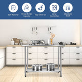 Waterjoy 48" x 30" Stainless Steel Table with Adjustable Shelf for Prep & Workstations Commercial Heavy Duty worktables WATERJOY