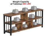 IBF Bookshelf, Farmhouse 63” Long Open Book Shelf, Wood Metal 5 Cube Bookcase for Living Room, Low Horizontal Bookshelf for Bedroom, Wide Cubby Storage Organizer for Home Office, Rustic Brown, 63 Inch IBF