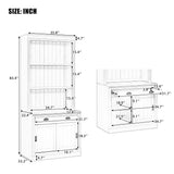 Merax Modern Bookcase with Sliding Doors,83.4" Tall Bookshelf with Drawer,Storage Book Case for Living Room Home Office,White Merax
