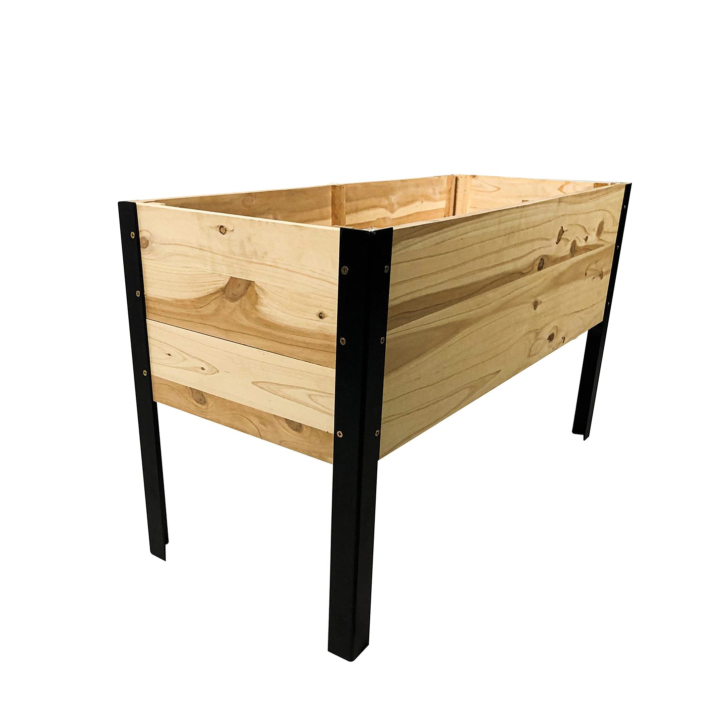 Wooden Raised Planter Box with Steel Legs-Elevated Outdoor Patio Garden Bed Kit to Grow Vegetables -Natural Rot Resistant Wood - 35.5'' W x 15.5'' L x 21.7'' (Tall) - Backyard Expressions (911214-NW)