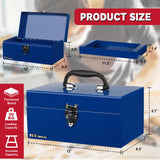 P.I.T. Small Tool Box,Portable Removable Tray Heavy Steel Tool Box with Metal Latch Closure,Blue,Tool Storage, Lockable,Mini Tool Box,Small Tool Case for Household, Warehouse,Tools Storage,Home DIY P.I.T.