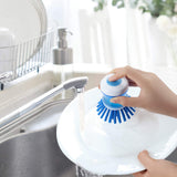 Dish Brush with Soap Dispenser for Dishes Pot Pan Kitchen Sink Scrubbing, Blue 2pcs YeuDeuy