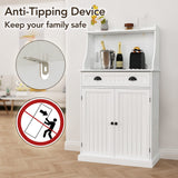 HOLTICO 54" Freestanding Kitchen Pantry Storage Cabinet with Doors and Adjustable Shelves, Microwave Oven Stand with Drawer for Kitchen, Bathroom or Hallway, White HOLTICO