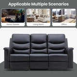 Consofa Reclining Sofa, 3 Seater Recliner Sofa with Flipped Middle Backrest,Cup Holder, Loveseat Recliner Sofa PU Leather Manual Reclining Couch for Living Room, Home Theater Seating Consofa