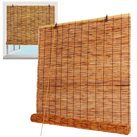 Bamboo Roll Up Blind Sunshades For Patio Indoor/outdoor Porch Privacy Blinds 20" 26" 30" 32" 36" 40" 46" 48" 52" 54" 60" 72" 76" Wide Light Filtering Roller Blinds Window Shades Cordless(40''W x 64''H Generic