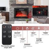 GLACER 28.5'' Electric Fireplace Insert, Recessed & Freestanding with Adjustable Flame Color Timer, Indoor Heater w/Remote Control (750W/1500W) Black… GLACER
