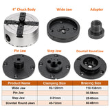 CXRCY 4Inch Lathe Chuck Set for Woodworking, 4-Jaw Self-Centering Wood Lathe Chuck Set with1"x8TPI Thread & 1"x8TPI Adapter & Case (4PCS Jaws) CXRCY