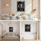 SENQAO Diamond Art Kits Black Lion 5D Diamond Art Kit Full Round Drill Painting Kit for Adults Beginner Lightning Painting with Diamonds Animal for Adults Home Wall Decor 30x40cm/11.8x15.7in SENQAO