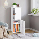 YARUKIMA Bathroom Floor Storage Cabinet,Side Storage Organizer,Bathroom Unit with Door and Shelves,Freestanding Cabinet for Hallway/Living Room, White YARUKIMA