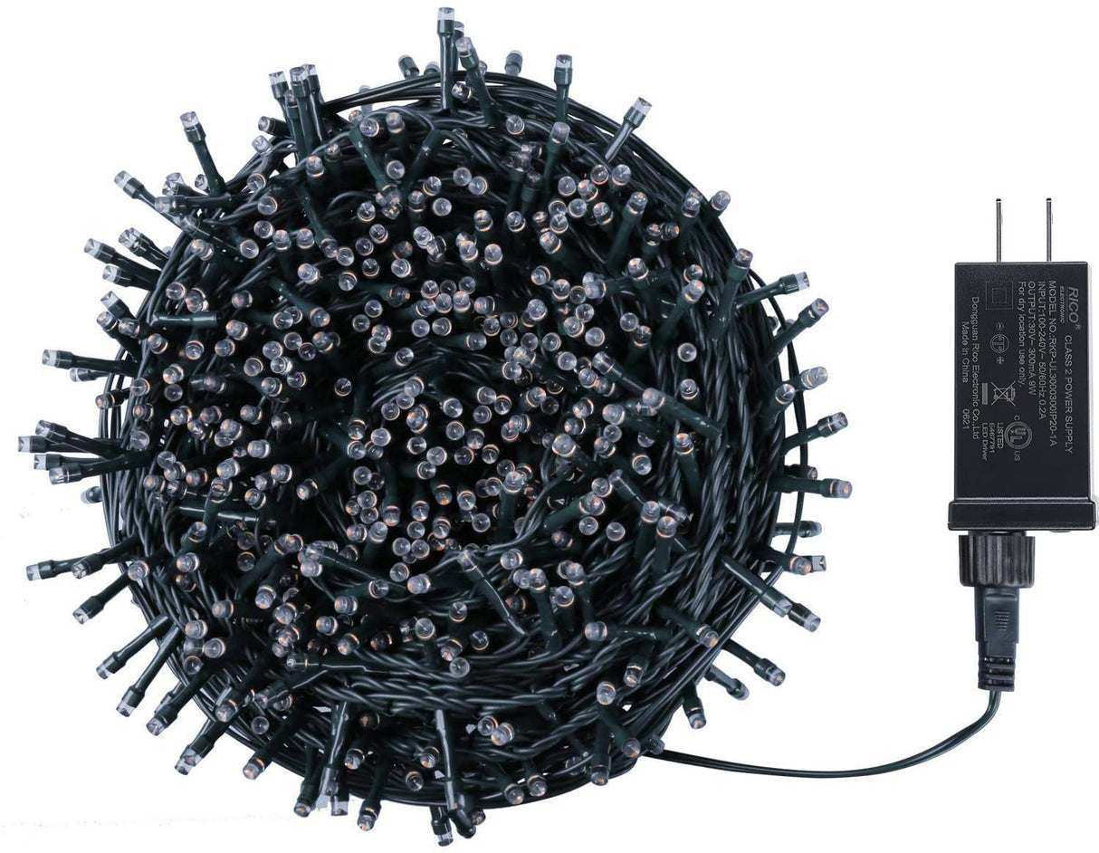 Quntis 82ft 1000 LED Cluster Christmas String Lights - Dark Green Wire Christmas Tree Lights - 8 Modes Outdoor Waterproof Christmas Lights Plug in for Holiday Wedding Party Home Decor, Warm White Quntis