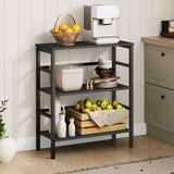 HOOBRO 3 Tier Bookshelf, Industrial Bookcase, Record Storage Rack with Side Fence, Wood Storage Shelf with Metal Frame, Rustic Open Display Shelf for Living Room, Bedroom, Black BB86CJ01G1 HOOBRO