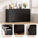 Dresser for Bedroom with 9 Drawers, 63" Large Modern Dressers & Chest of Drawers with Curved Profile Design, Wood Closet Clothes Storage Long Dressers Organizer for Bedroom Living Room Hallway, Black SOLACE FURNITURE