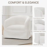 KISLOT Swivel Accent Chair, 360 Degree Linen Fabric Armchair Modern Barrel Chairs Armchair for Living Room Bedroom Home and Office,Cream White KISLOT