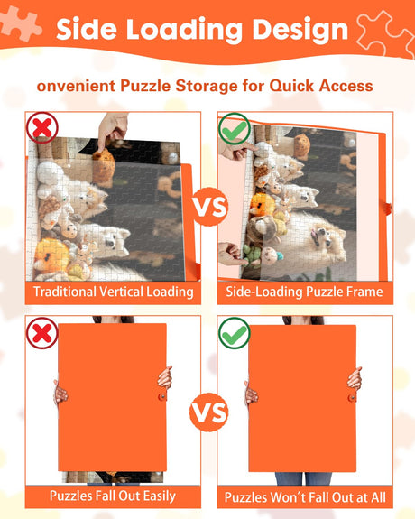 Puzzle Storage Folder for 1000-Pieces, 20 HD Film Pockets, Dustproof and Stain-Proof, Portable and Mobile, Jigsaw Enthusiasts Puzzle Space-Saving Organizer Accessories(Orange) HLLVEX