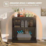 Halitaa Cat Litter Box Enclosure Furniture, Hidden Litter Box Furniture with Removable Dividers, Reversible Entrance Can Be on Left or Right Side, for Hallway, Bedroom, Black, 31.4" L Halitaa