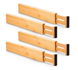 Utoplike 4 pcs Bamboo Kitchen Drawer Dividers Large, Adjustable Drawer Organizers, Spring Loaded, Works in Kitchen, Dresser, Bathroom, Bedroom, Drawer, Desk Utoplike