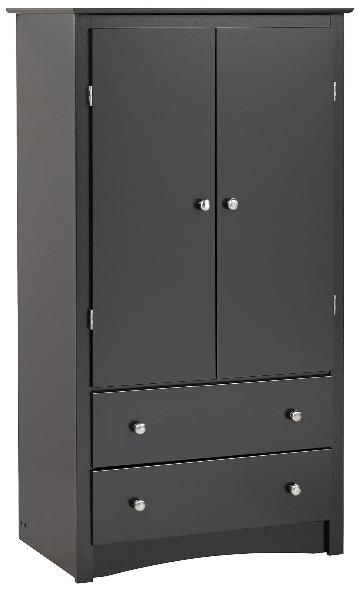 Prepac Sonoma Wardrobe Cabinet: Armoire Dresser for Bedroom with Adjustable Shelf. Features 2-Door Wardrobe Closet & 2 Drawers, Ideal Closet for Bedroom, 22"Dx31.5"Wx58.75"H, Black - BDC-3359-K Prepac