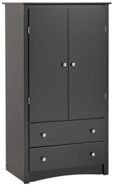 Prepac Sonoma Wardrobe Cabinet: Armoire Dresser for Bedroom with Adjustable Shelf. Features 2-Door Wardrobe Closet & 2 Drawers, Ideal Closet for Bedroom, 22"Dx31.5"Wx58.75"H, Black - BDC-3359-K Prepac