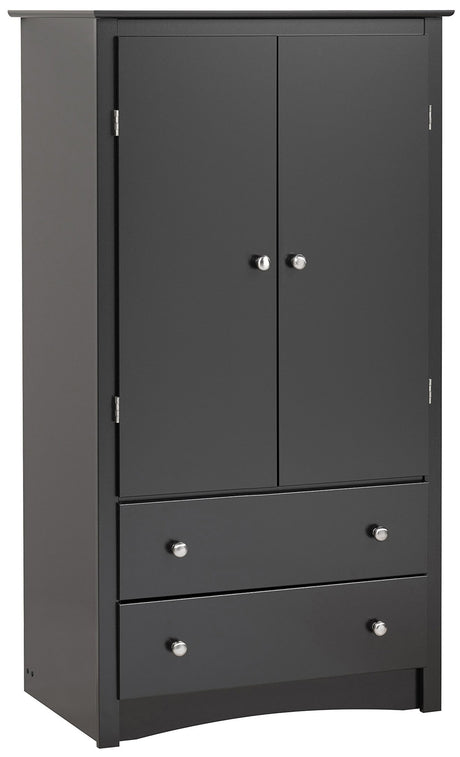 Prepac Sonoma Wardrobe Cabinet: Armoire Dresser for Bedroom with Adjustable Shelf. Features 2-Door Wardrobe Closet & 2 Drawers, Ideal Closet for Bedroom, 22"Dx31.5"Wx58.75"H, Black - BDC-3359-K Prepac