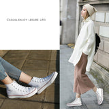 ZGR Womens Fashion Canvas Sneaker Low Cut Lace ups Casual Shoes (7 B(M) US, High-top White) ZGR